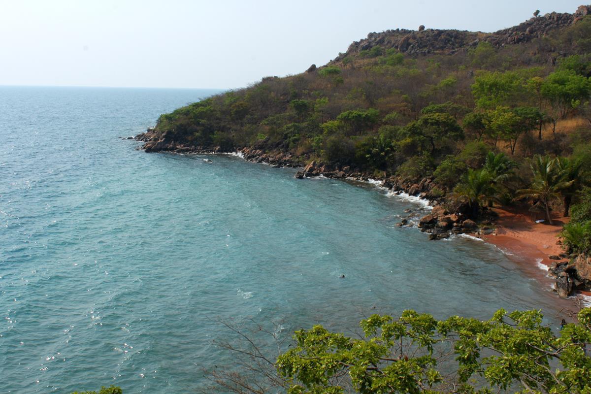 The water of Lake Tanganyika is clear and perfect swimming temperature.